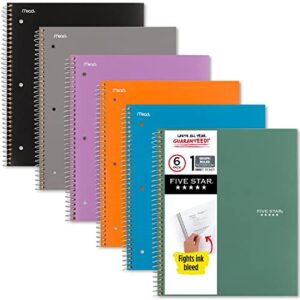 five star spiral notebooks, 6 pack, 1-subject, graph ruled paper, 11″ x 8-1/2″, 100 sheets, assorted colors will vary (73549), 6 count (pack of 1)