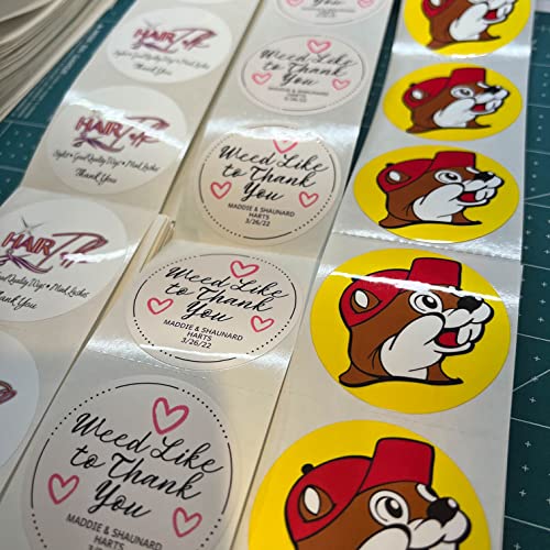 150 Custom Circle/Square BOPP Roll Labels- Personalized Stickers for Business Logo, Party, Wedding Favor, Baby Shower-Any Design Text + Image, Matte/Gloss Finish (2 Inch Circle)