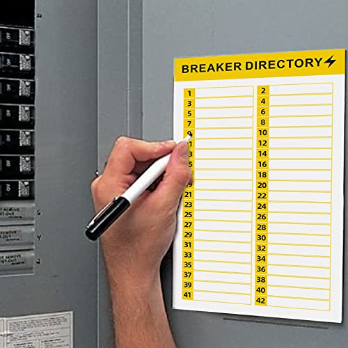 16 Sheets Breaker Panel Labels Electrical Box Sticker Numbers Breaker Panel Labels Electrical Sticker Number Catalog Load Center Adhesive Waterproof Reusable（Yellow）