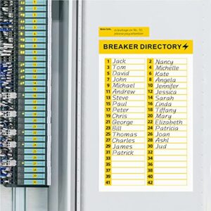 16 Sheets Breaker Panel Labels Electrical Box Sticker Numbers Breaker Panel Labels Electrical Sticker Number Catalog Load Center Adhesive Waterproof Reusable（Yellow）