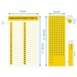 16 Sheets Breaker Panel Labels Electrical Box Sticker Numbers Breaker Panel Labels Electrical Sticker Number Catalog Load Center Adhesive Waterproof Reusable（Yellow）