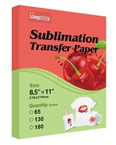 sublimation paper heat transfer paper 8.5×11 inch a4 130 sheets for any epson hp canon sawgrass inkjet printer with sublimation ink for mug, t-shirt,light fabric diy 125gsm