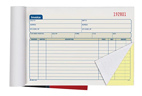 Adams Invoice Book 3 Pack, 2 Part Carbonless Invoices, Horizontal Sales Slip, 5-9/16 x 8-7/16 Inches, 50 Sets per Book (DC5840-3)