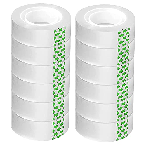 Cayxenful 12 Rolls Transparent Tape Refills, 3/4-Inch x 1000 inch Clear Tape, 1 inch Core, Clear Tape Refill Rolls for Gift Wrapping, Home, School Office Supplies