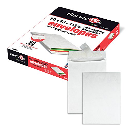 Quality Park Survivor R4202 Tyvek Expansion Mailer, 10 x 13 x 1 1/2, White (Box of 25)