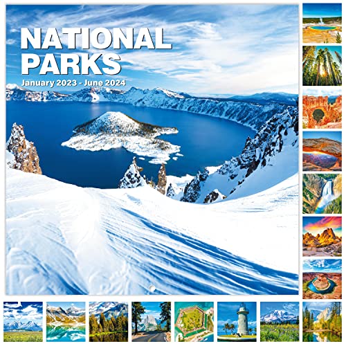 2023 Wall Calendar - National Parks Wall Calendar 2023-2024, Jan 2023 - Jun 2024, 24" x 12" (Open), Calendar with Hanging Hook, Blocks and Holidays - National parks with breathtaking photographs