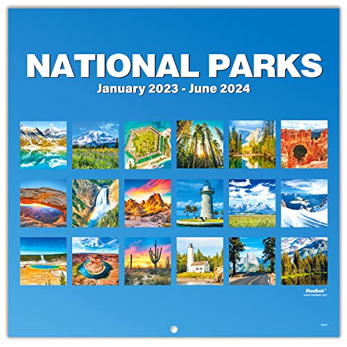 2023 Wall Calendar - National Parks Wall Calendar 2023-2024, Jan 2023 - Jun 2024, 24" x 12" (Open), Calendar with Hanging Hook, Blocks and Holidays - National parks with breathtaking photographs