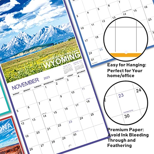 2023 Wall Calendar - National Parks Wall Calendar 2023-2024, Jan 2023 - Jun 2024, 24" x 12" (Open), Calendar with Hanging Hook, Blocks and Holidays - National parks with breathtaking photographs