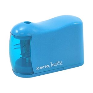 x-acto 2012685 buzz battery pencil sharpener, assorted colors, safety shut-off when receptacle is removed, steel razor cutter, color may vary