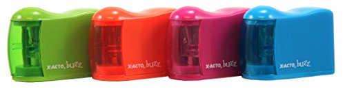 X-ACTO 2012685 Buzz Battery Pencil Sharpener, Assorted Colors, Safety Shut-off When Receptacle is Removed, Steel Razor Cutter, Color May Vary