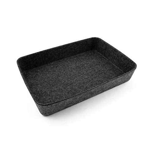 Three by Three Seattle Felt·Like·It! 10.5 x 7.5 Inch Felt Storage Bin for Office, Craft Room, Classroom, Living Room, Bedroom Storage (Charcoal)