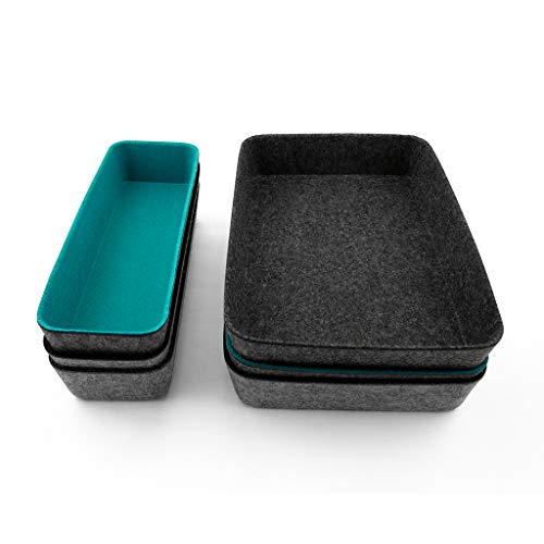 Three by Three Seattle Felt·Like·It! 10.5 x 7.5 Inch Felt Storage Bin for Office, Craft Room, Classroom, Living Room, Bedroom Storage (Charcoal)