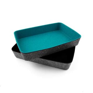 Three by Three Seattle Felt·Like·It! 10.5 x 7.5 Inch Felt Storage Bin for Office, Craft Room, Classroom, Living Room, Bedroom Storage (Charcoal)