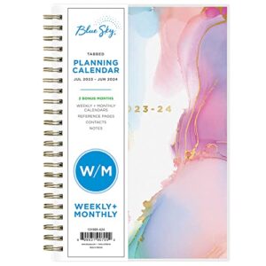 ashley g for blue sky 2023-2024 academic year weekly and monthly planner, 5″ x 8″, flexible cover, wirebound, multi color smoke (133682-a24)