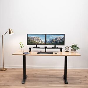 VIVO 39 inch Extra Long Monitor Stand, Wood & Steel Desktop Riser, Dual Screen, TV, Keyboard, Laptop, Ergonomic Desk and Tabletop Organizer, Black, STAND-V000DL