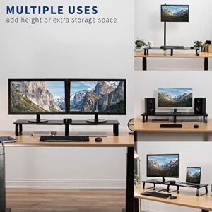 VIVO 39 inch Extra Long Monitor Stand, Wood & Steel Desktop Riser, Dual Screen, TV, Keyboard, Laptop, Ergonomic Desk and Tabletop Organizer, Black, STAND-V000DL