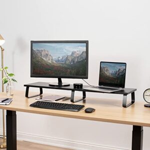 VIVO 39 inch Extra Long Monitor Stand, Wood & Steel Desktop Riser, Dual Screen, TV, Keyboard, Laptop, Ergonomic Desk and Tabletop Organizer, Black, STAND-V000DL