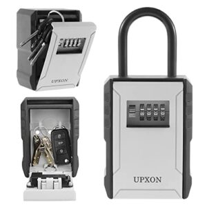 key lock box, upxon extra large key storage box with resettable code, 4 digit combination lock box for car keys, house keys, weatherproof wall mount key box for home, hotels, airbnb, schools 1 pack