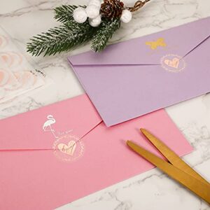 500 Pieces Heart Envelope Seals, Heart Stickers, Clear Bronzing Heart Stickers 1.26 Inch Round Sealing Sticker for Wedding Invitation Card Envelope Valentine's Day Bridal Shower Favor (Rose Gold)