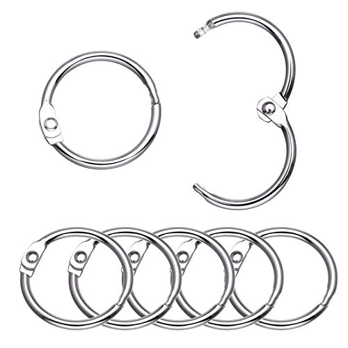 Antner 100 Pieces Loose Leaf Binder Rings, 1" Diameter, Nickel Plated Metal Office Book Rings Key Rings