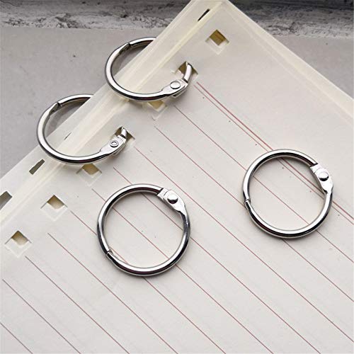 Antner 100 Pieces Loose Leaf Binder Rings, 1" Diameter, Nickel Plated Metal Office Book Rings Key Rings