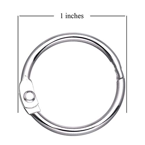 Antner 100 Pieces Loose Leaf Binder Rings, 1" Diameter, Nickel Plated Metal Office Book Rings Key Rings