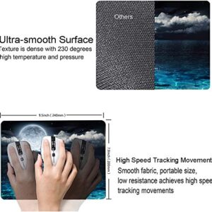 Ocean and Moon Mouse Pad, Moon Illuminating The Clear Blue Ocean Design Mouse Pad, Mouse Mat Square Waterproof Mouse Pad Non-Slip Rubber Base MousePads for Computer Laptop Men Women Kids