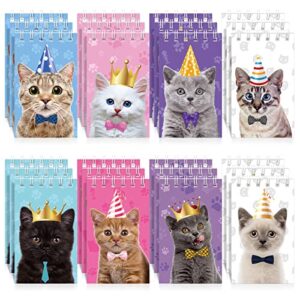 24 pcs cat animal mini notepad cute cat small spiral pocket notebook pet cat memo spiral tiny notebooks for cat party favors kids birthday party classroom school goodie bags stuffers(vivid style)