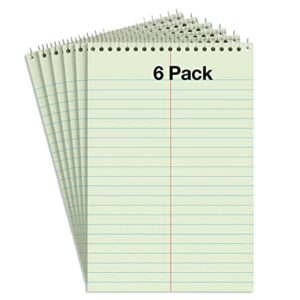 Steno Pads Notebooks, Top Bound Spiral Steno Book - Gregg Ruled, Green Tint, 80 Sheets Per Notepad - 6 x 9 Inch - Great for Note-Taking and Making to-do Lists - 6 Pack