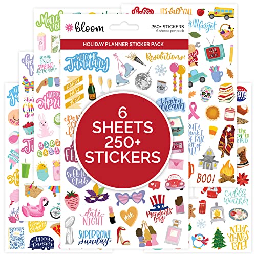 bloom daily planners New Holiday Seasonal Planner Sticker Sheets - Seasonal Sticker Pack - Over 250 Stickers Per Pack!