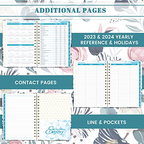 Planner 2023-2024 - Jul.2023 - Jun.2024, 2023-2024 Planner, Academic Planner 2023-2024, 2023-2024 Planner Weekly & Monthly with Tabs, 6.3" x 8.4", Hardcover with Back Pocket + Twin-Wire Binding, Daily Organizer - Petunia