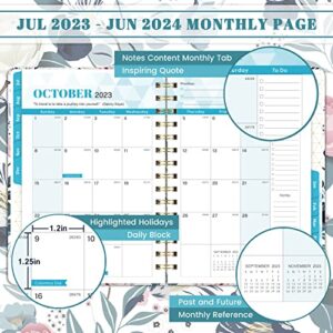 Planner 2023-2024 - Jul.2023 - Jun.2024, 2023-2024 Planner, Academic Planner 2023-2024, 2023-2024 Planner Weekly & Monthly with Tabs, 6.3" x 8.4", Hardcover with Back Pocket + Twin-Wire Binding, Daily Organizer - Petunia