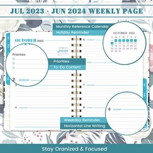 Planner 2023-2024 - Jul.2023 - Jun.2024, 2023-2024 Planner, Academic Planner 2023-2024, 2023-2024 Planner Weekly & Monthly with Tabs, 6.3" x 8.4", Hardcover with Back Pocket + Twin-Wire Binding, Daily Organizer - Petunia