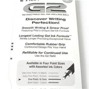 PILOT G2 Premium Refillable & Retractable Rolling Ball Gel Pens, Fine Point, Black Ink, 2-Pack (31031)