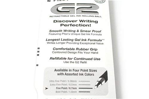 PILOT G2 Premium Refillable & Retractable Rolling Ball Gel Pens, Fine Point, Black Ink, 2-Pack (31031)