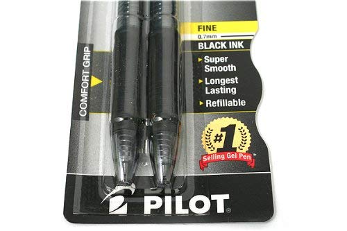 PILOT G2 Premium Refillable & Retractable Rolling Ball Gel Pens, Fine Point, Black Ink, 2-Pack (31031)