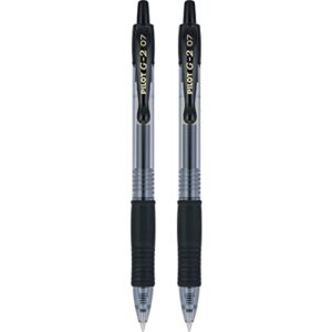 PILOT G2 Premium Refillable & Retractable Rolling Ball Gel Pens, Fine Point, Black Ink, 2-Pack (31031)