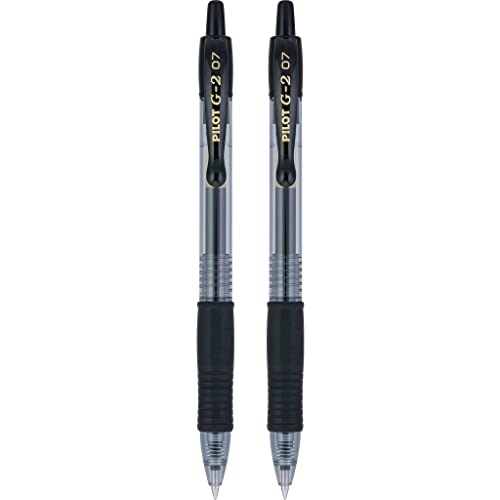 PILOT G2 Premium Refillable & Retractable Rolling Ball Gel Pens, Fine Point, Black Ink, 2-Pack (31031)