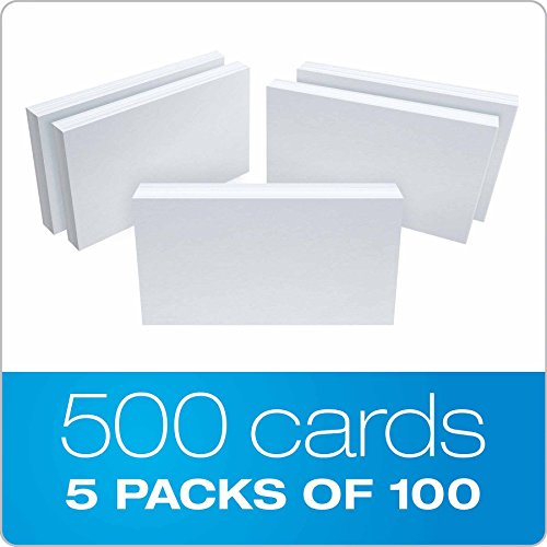 Oxford 50EE Blank Index Cards, 5" x 8", White, 500 Cards (5 Packs of 100) (50)