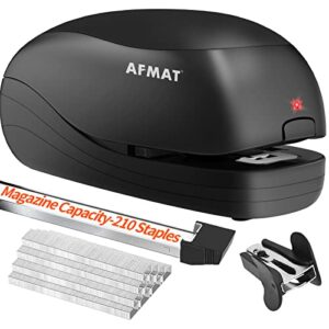 electric stapler, automatic stapler for desk, electric stapler desktop, ac or battery powered stapler heavy duty, with reload reminder & release button, 25 sheets capacity, black