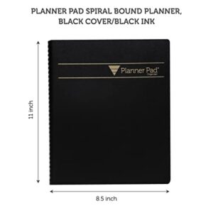 Planner Pad Spiral Bound 3-Tier Funnel Down 12 Month Organizer, Calendar Year (January-December 2023), Black Cover/Black Ink, 8 1/2" x 11"