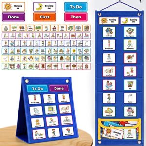 torlam visual schedule for kids chore chart, morning bedtime routine chart for toddlers, responsibility daily schedule board communication cards autism learning materials for home school, 86 cards