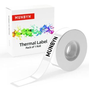 munbyn thermal label tape for penguin bluetooth label maker machine, 15 x 30mm 210 labels/roll, self-adhesive label for home, office, school (white)