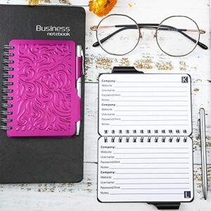 2 Pieces Portable Password Book Password Organizer Notebook Elegant Mandala Pattern Password Book Keeper with Pen, Spiral Bound Notebook for Password Information (Black, Purple)