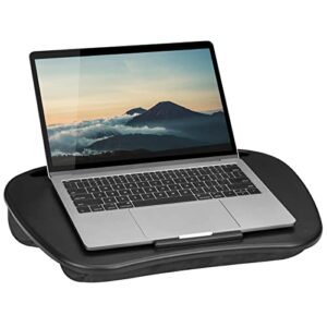 lapgear mydesk lap desk with device ledge and phone holder – black – fits up to 15.6 inch laptops – style no. 44448