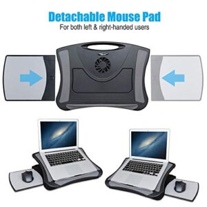 MAX SMART Laptop Lap Pad Laptop Stand with Attached Mouse Pad, Cushion and USB Cooling Fan, Non-Slip Heat Shield Tablet Computer Stand for Sturdy Work Station for Home, Office, Bed Sofa, Couch and Car