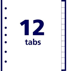 Avery 11313 Preprinted Tab Dividers, 12-Tab, 8 1/2 x 5 1/2