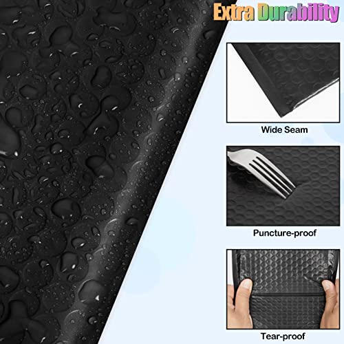 4 x 8 Inch Bubble Mailers 60 Pack, Self-Seal Poly Padded Envelope, Waterproof Shipping Bags for Small Business, Black