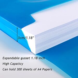 5 Pack Large-Capacity Colored Transparent Document Folders/TFDLCG zm Plastic Envelope with snap Closure/Poly Envelopes,A4 Letter Size(13"×9.5")for School Home Office,Assorted Colors .