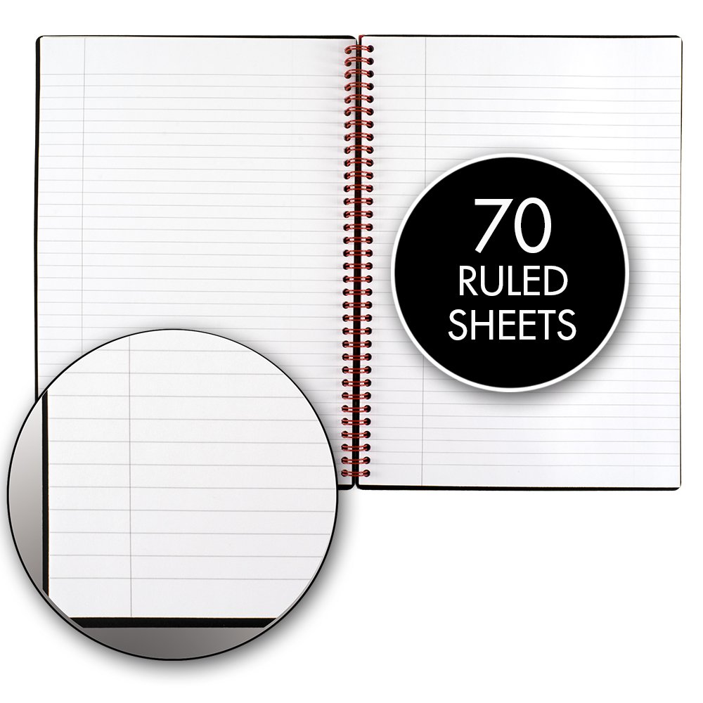 Black n' Red Twin Spiral Poly Cover Notebook, Medium, Black, 70 Ruled Sheets, Pack of 1 (C67009)